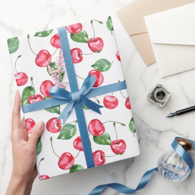 Cherry Watercolor Pattern Wrapping Paper (Gifting)