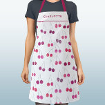 Cherry Watercolor Personalised Apron<br><div class="desc">Sweet pink watercolor cherries pattern with a modern font.   Change the name to personalise. Original art by Nic Squirrell</div>