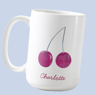 Cherry Watercolor Personalised Coffee Mug