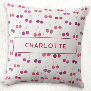 Cherry Watercolor Personalized Cushion