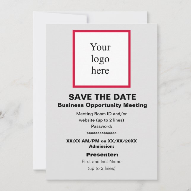 Cherry/Wht./Lt. Grey Virtual Bus. Opp. Mtg. Logo Save The Date (Front)