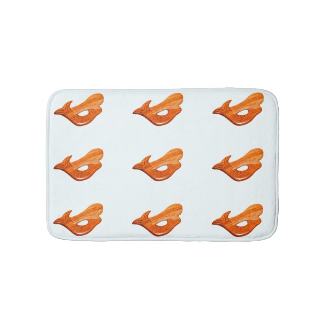 cherry wood mermaids on white bath mat (Front)