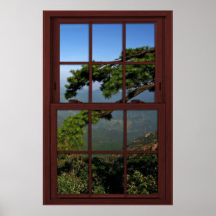 Cherry Wood Picture Window Scenery - Illusion Poster