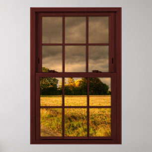 Cherry Wood Picture Window Scenery - Stormy Sky Poster
