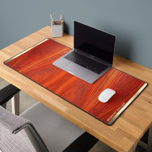 Cherry wood texture custom monoram. desk mat