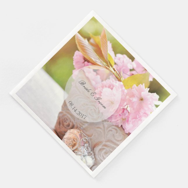 Cherryblossoms editable wedding napkin (Corner)