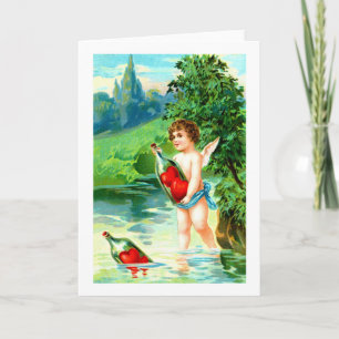Cherub and hearts holiday card