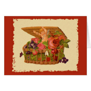 Cherub and Roses in a Basket