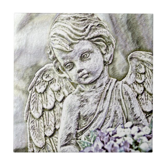 Cherub Angel Ceramic Tile (Front)