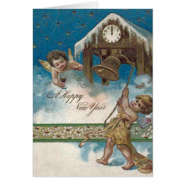 Cherub Angel Clock Midnight Daisy Stars (Front)