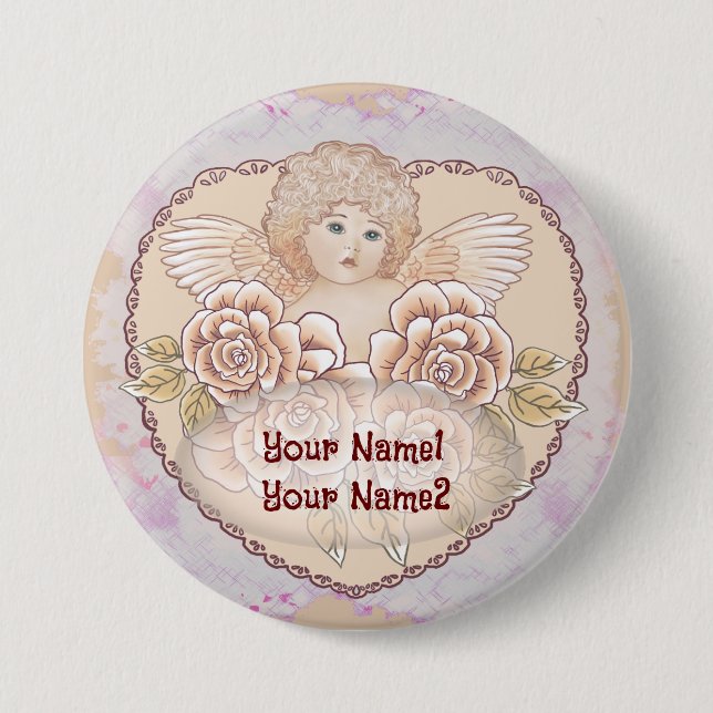 Cherub Angel Heart 7.5 Cm Round Badge (Front)