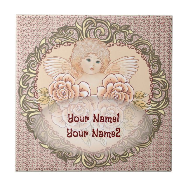 Cherub Angel Heart  Ceramic Tile (Front)