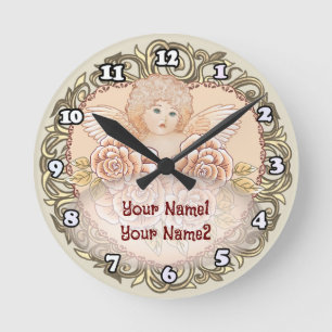 Cherub Angel Heart  Round Clock