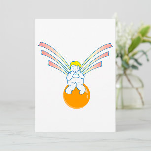 Cherub Angel Sitting on Orange Sphere Invitation