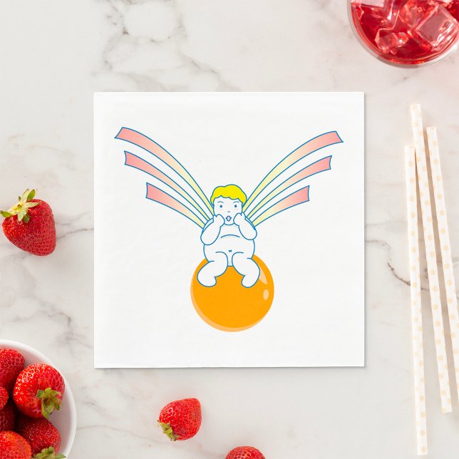 Cherub Angel Sitting on Orange Sphere Napkin (Creator Uploaded)