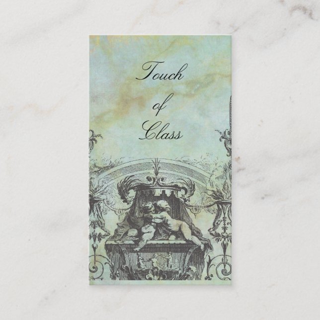 Cherub Angels French Architecture Green Business Card (Front)