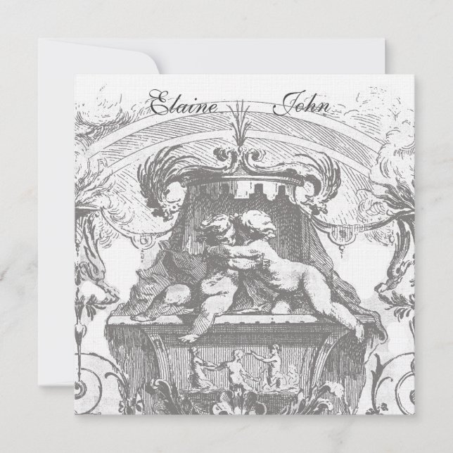 Cherub Angels French Architecture  Invitation (Front)
