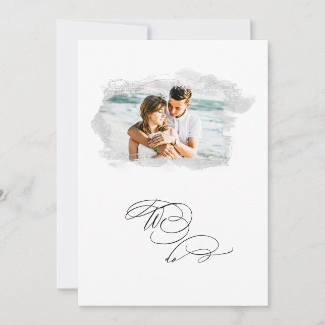 *~* Cherub Banner PHOTO AR6 RSVP +  QR Wedding  In Invitation (Front)