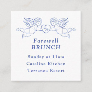 Cherub Cupid Couple Holding Heart Wedding Mini Enclosure Card