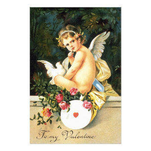 Cherub Cupid Dove Rose Heart Photo Print
