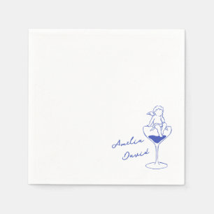Cherub Cupid Hand Drawn Personalised Wedding Napkin