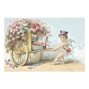 Cherub Cupid Mail Rose Candy Cart Photo Print