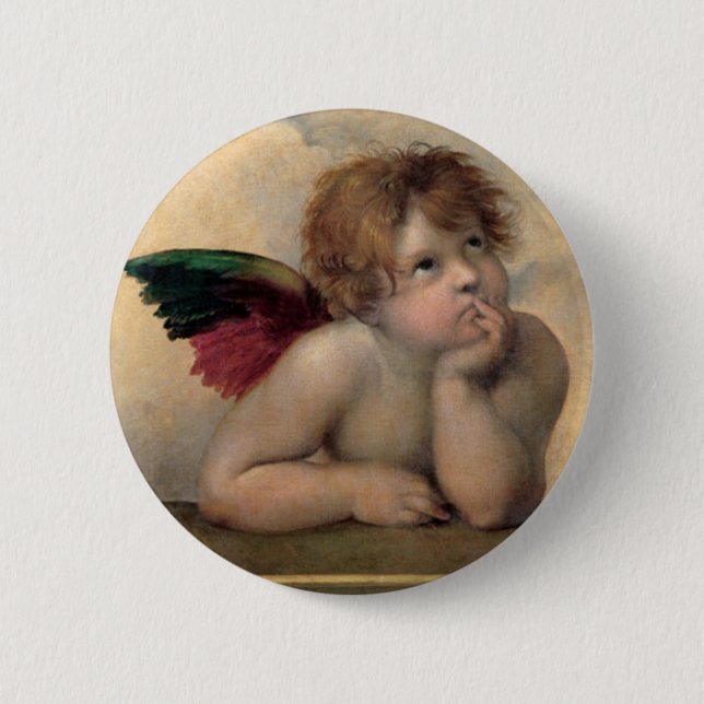 Cherub from Sistine Madonna by Raphael 6 Cm Round Badge (Front)