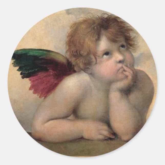 Cherub from Sistine Madonna by Raphael Classic Round Sticker (Front)
