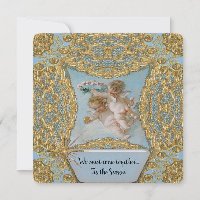 Cherub Holiday Chic Elegant Christmas Invite (Front)