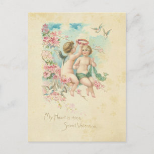 Cherub Valentines Day Vintage Angel Pink February Postcard