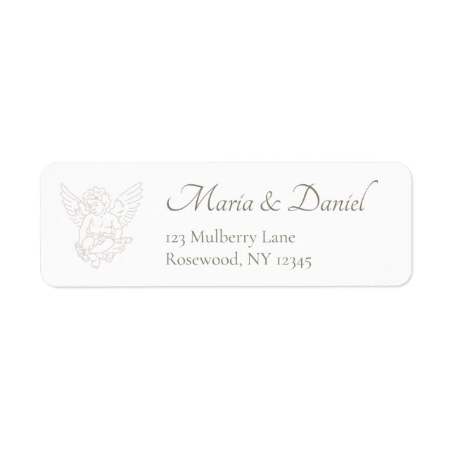 Cherub Wedding Invitation Return Address Label (Front)