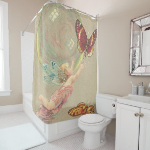 Cherub with Bubbles and butterflies Shower Curtain