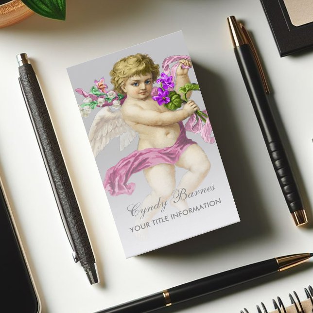 Cherub with Pink Sash on Any Colour Business Card (Creator Uploaded)