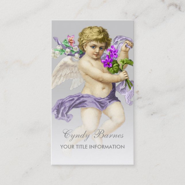Cherub with Purple Sash on Any Colour Business Car Card (Front)