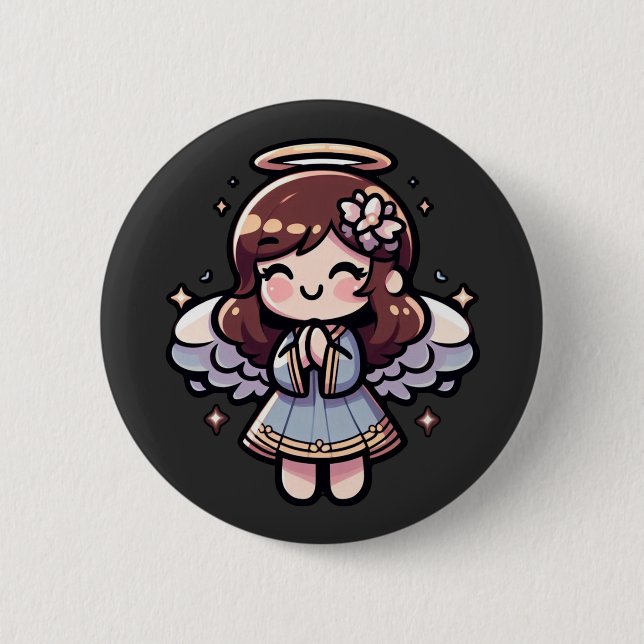 Cherubic Anime Angel - angelic, kawaii,  6 Cm Round Badge (Front)