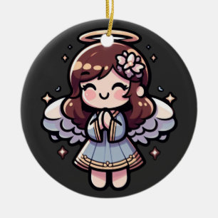 Cherubic Anime Angel - angelic, kawaii, Ceramic Ornament