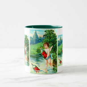 Cherubs and hearts Two-Tone coffee mug