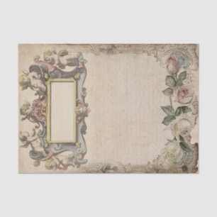 Cherubs and Roses with Victorian Script Tissue Paper