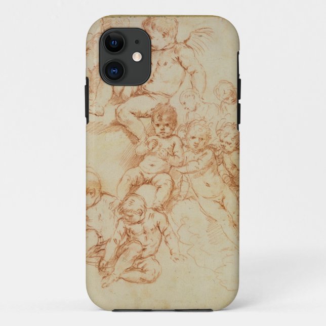 Cherubs, early 17th century (red chalk on paper) Case-Mate iPhone case (Back)