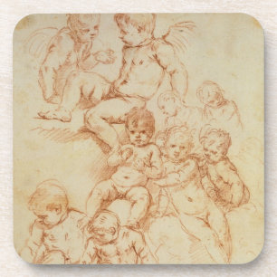 Cherubs, early 17th century (red chalk on paper) coaster