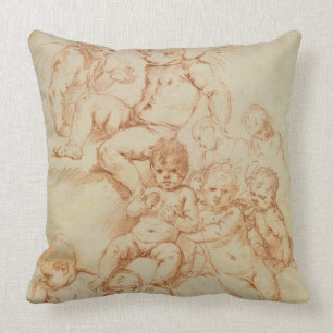 Cherubs, early 17th century (red chalk on paper) cushion