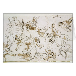 Cherubs, early 18th century (pen and ink and wash