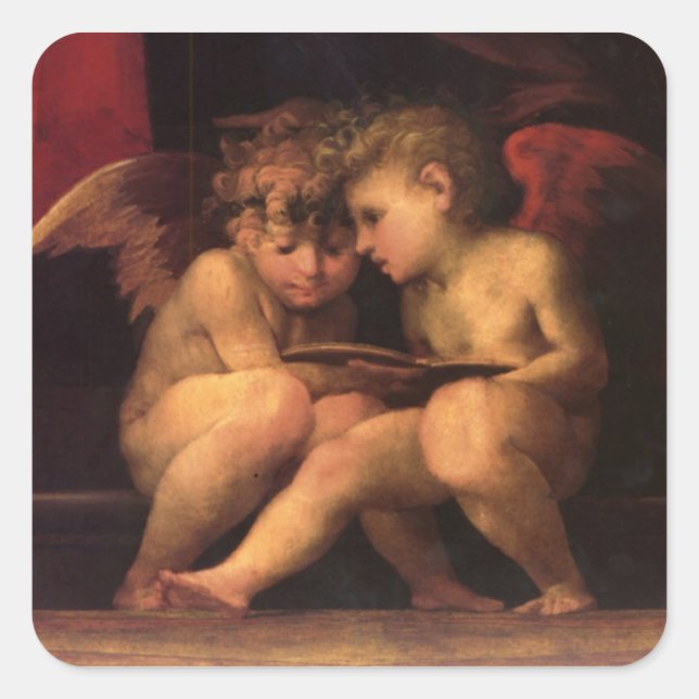 Cherubs from Madonna Enthroned with Four Saints Square Sticker (Front)