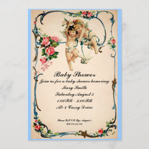 Cherubs with dove Baby Shower Invite