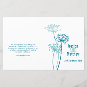 Chervil graphic modern flower Wedding Programme