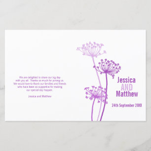 Chervil graphic purple flower Wedding Programme