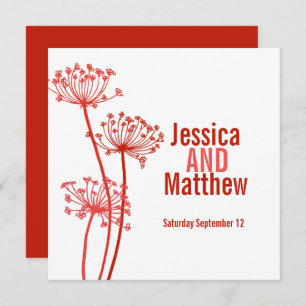 Chervil modern flower dark red wedding invite