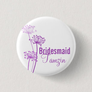 Chervil modern flower purple wedding pin / button
