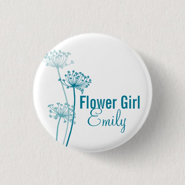 Chervil modern flower wedding pin / button (Front)