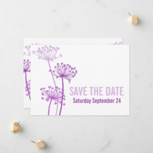 Chervil modern graphic flower purple save the date announcement